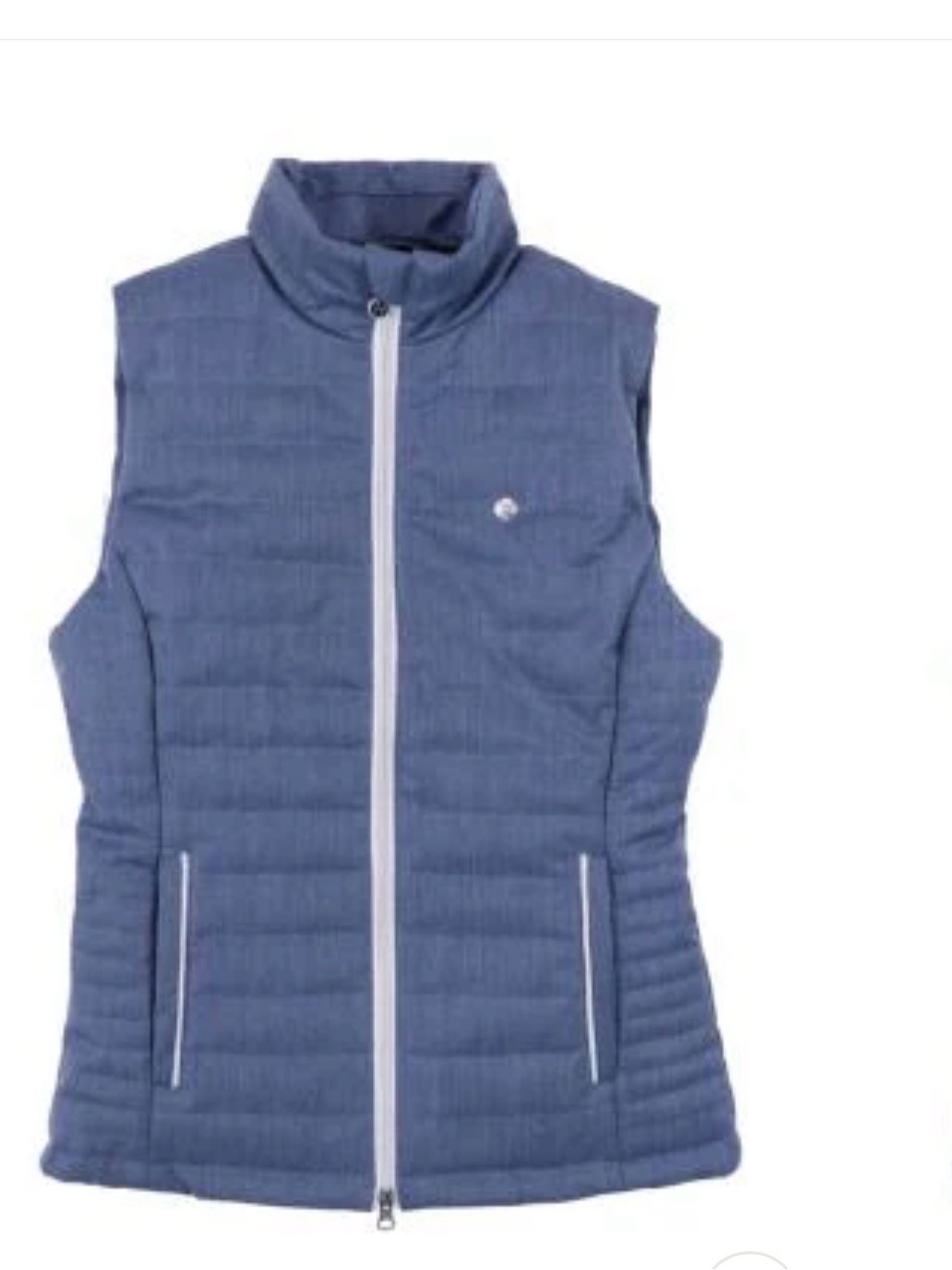 Sleeveless Quilted Puffer Vest  Slate Blue Equestrian Style
